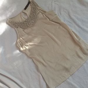 The Limited Tan Beaded neck top XS